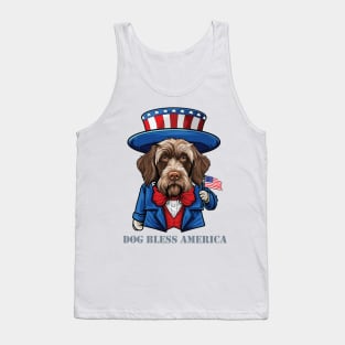 Funny 4th of July Wirehaired Pointing Griffon Dog Bless America Tank Top